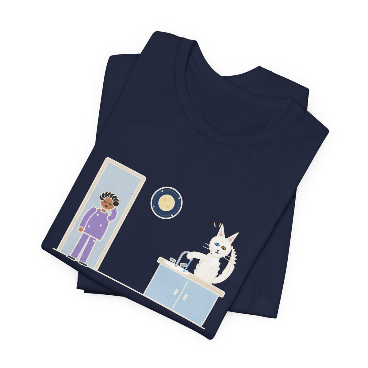 Turkish Angora Cat T-Shirt - Turned On the Bathroom Faucet by Himself at Two A.M. Funny Cat Tee