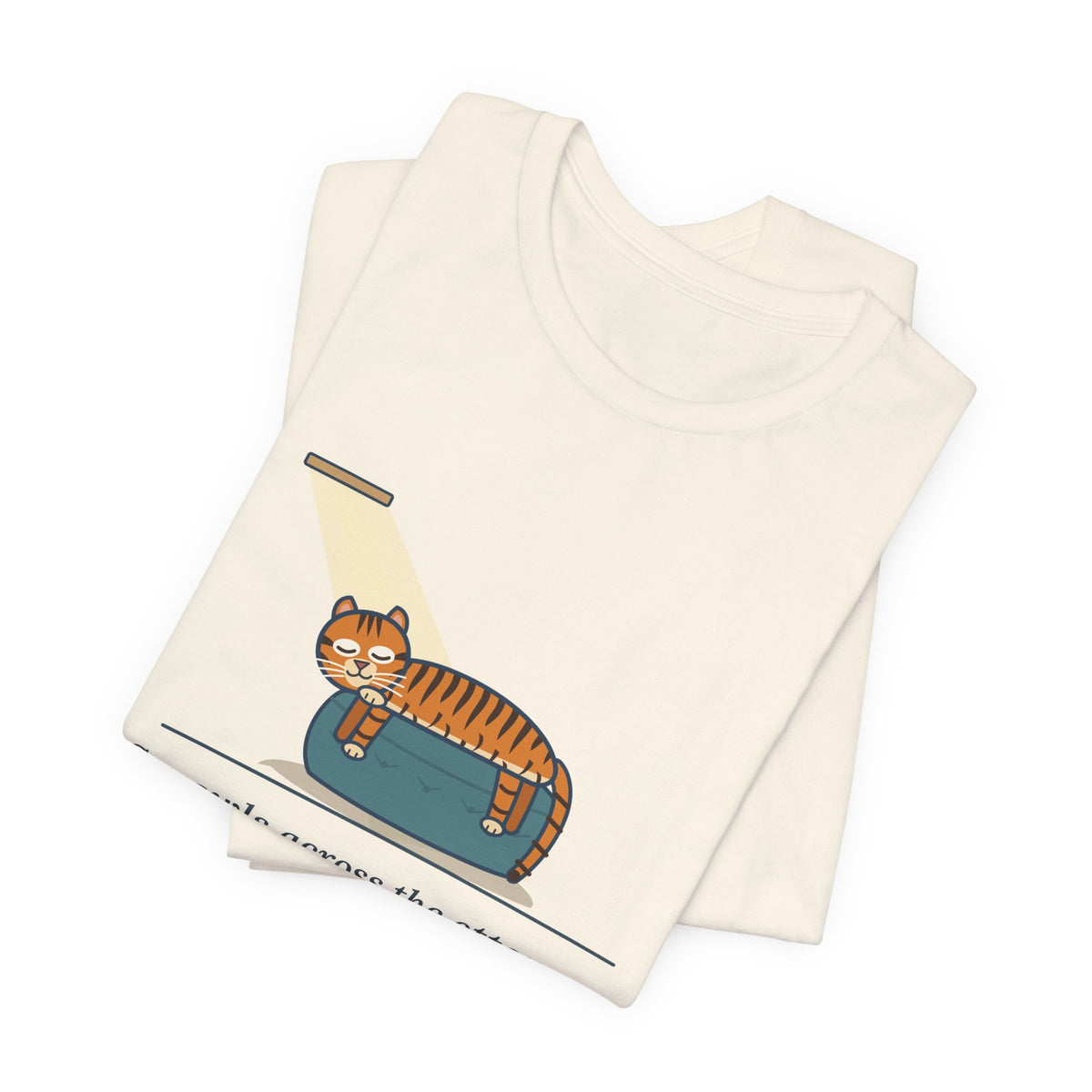 Tiger-Striped Cat T-Shirt - Sprawls Across the Ottoman Like a Tiger on a Sun Rock Striped Cat Tee