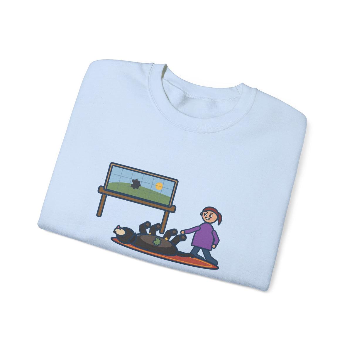 Thousand-Piece Puzzle, Found the Last Piece Under the Dog Sweatshirt, Funny Jigsaw Puzzle Crewneck with Belly-Up Dog