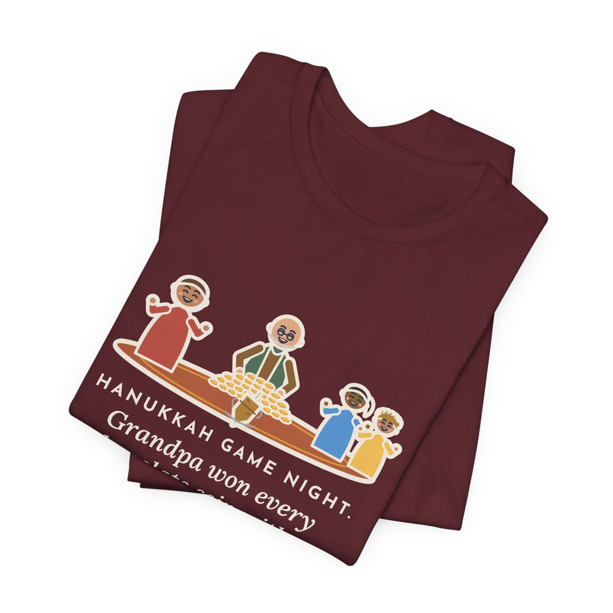 Funny Hanukkah Game Night T-Shirt, Grandpa Won Every Chocolate Coin with a Dreidel Older Than Mom, Living Room Rug Tee