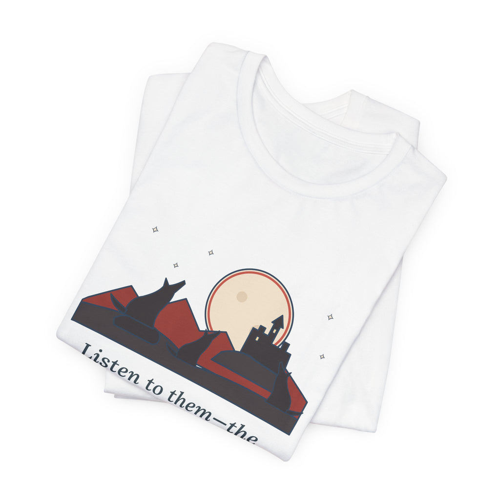 Bram Stoker Quote T-Shirt, The Children of the Night, Gothic Wolves and Red Moon Tee