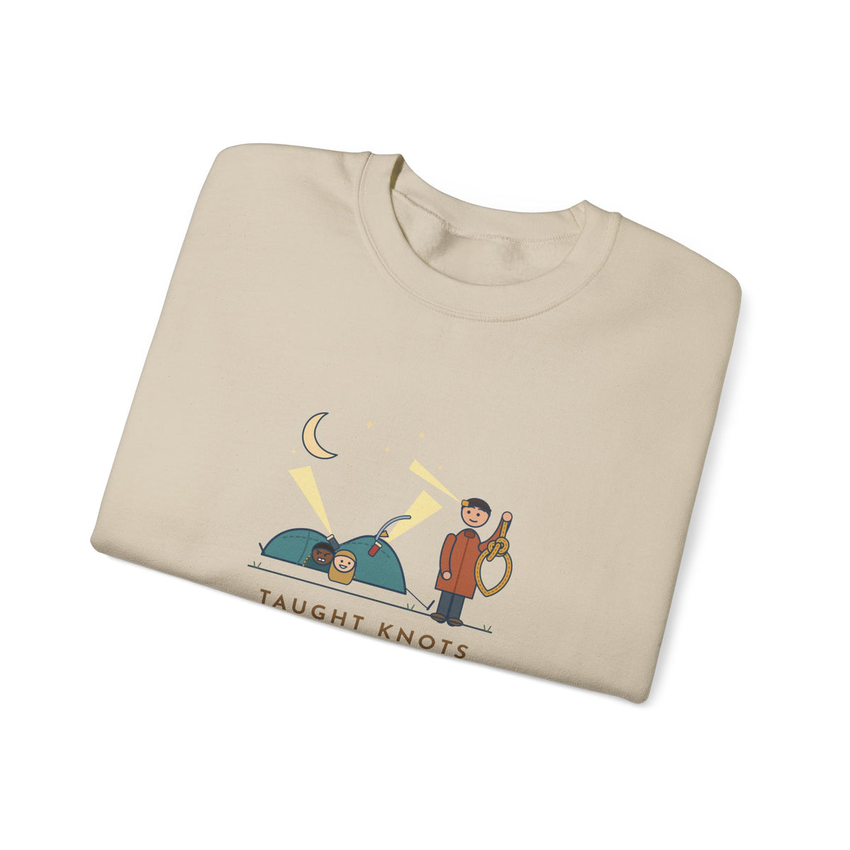 Outdoor Education Teacher Crewneck Sweatshirt - Knots for an Hour, Tent Fell at Midnight