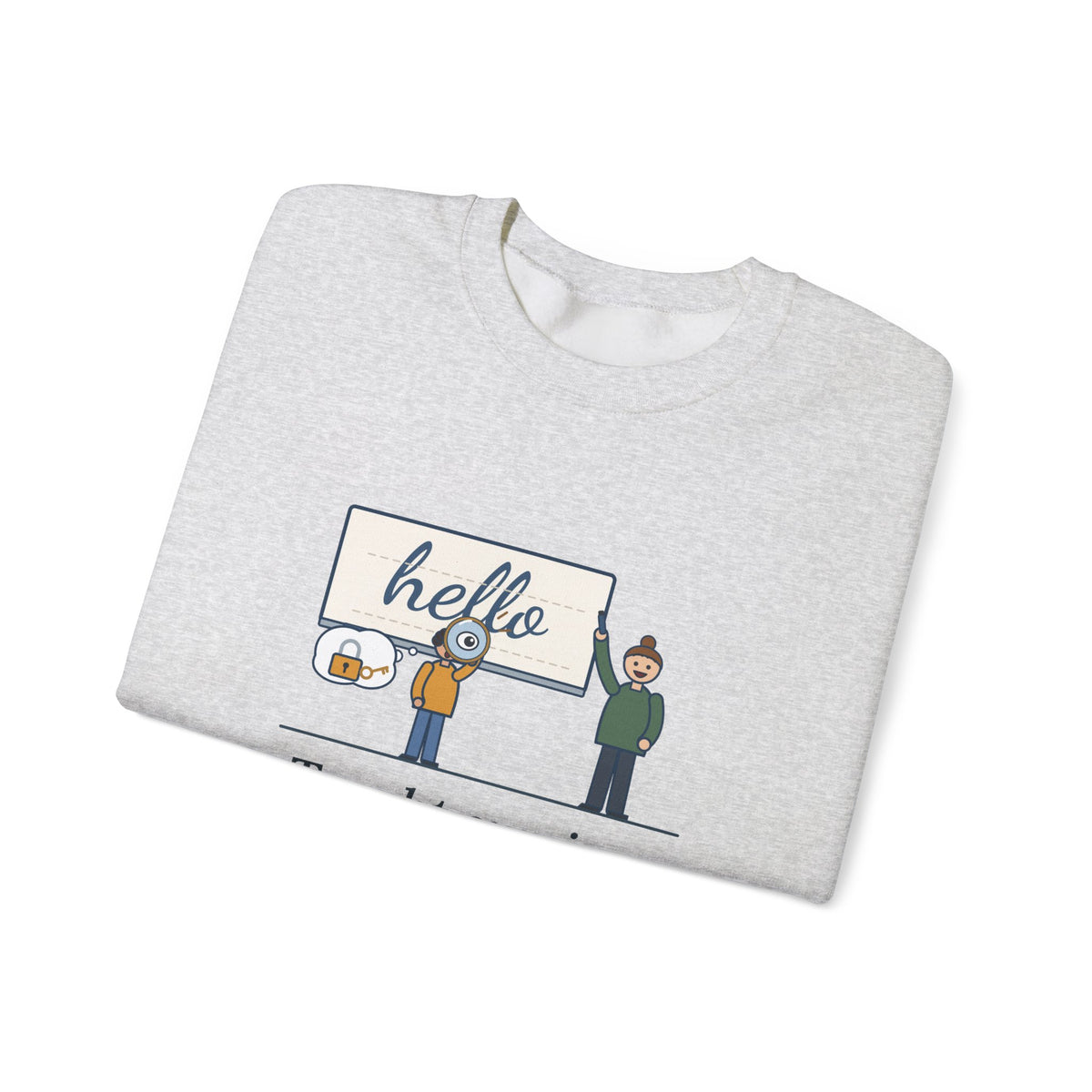Cursive Handwriting Teacher Crewneck Sweatshirt - Secret Code Magnifying Glass Student