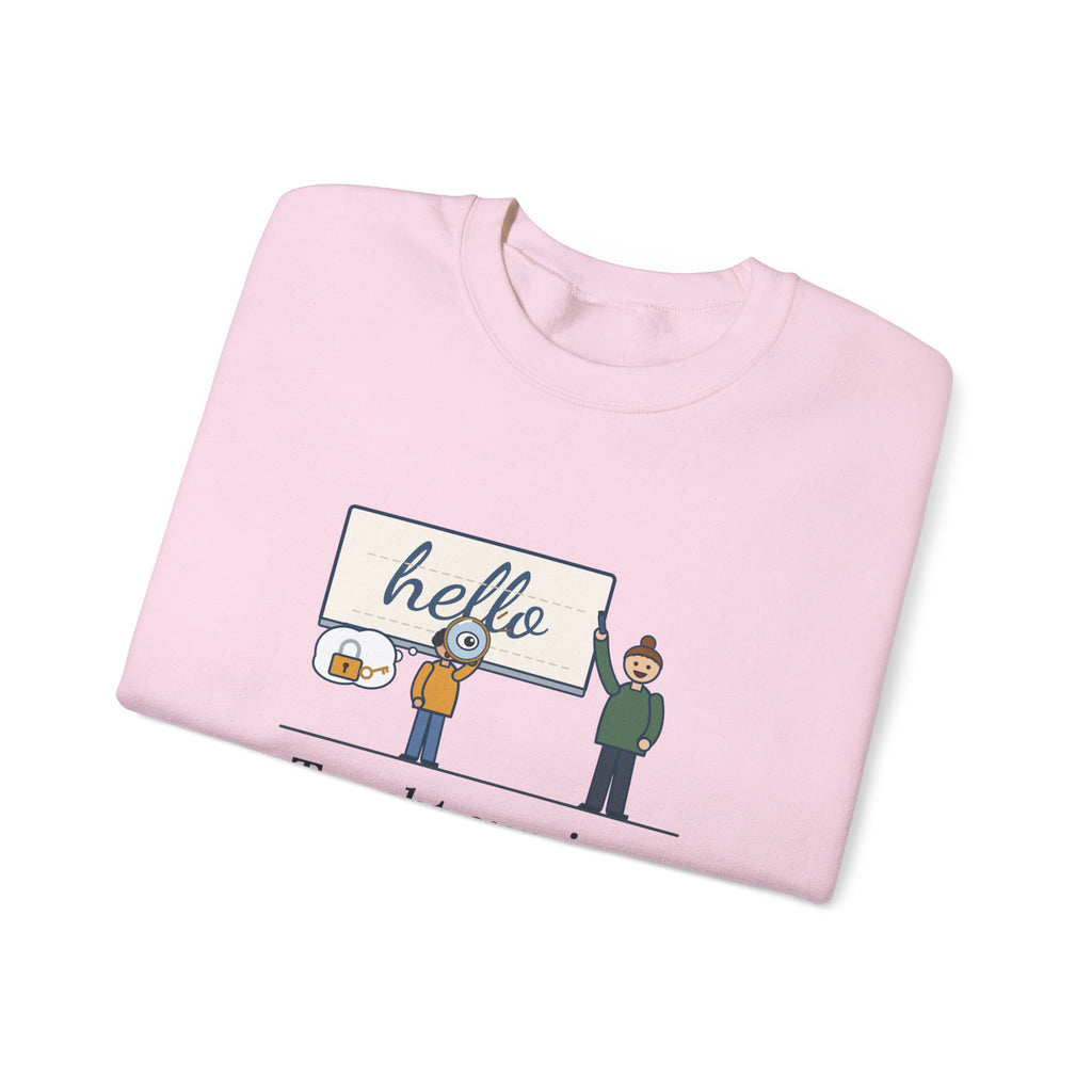Cursive Handwriting Teacher Crewneck Sweatshirt - Secret Code Magnifying Glass Student