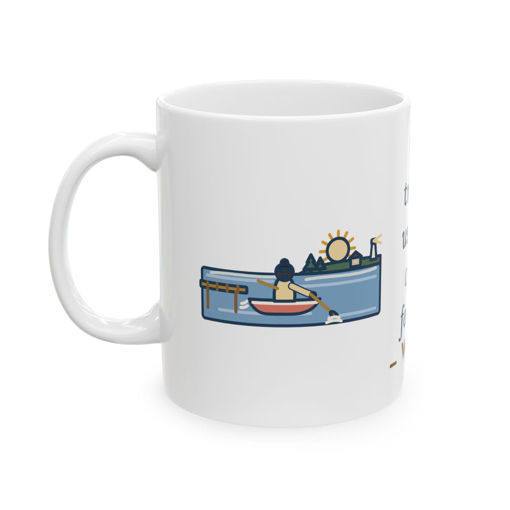Shakespeare Quote Mug, Our Doubts Are Traitors, Literary Dawn Rowboat Coffee Mug 11oz