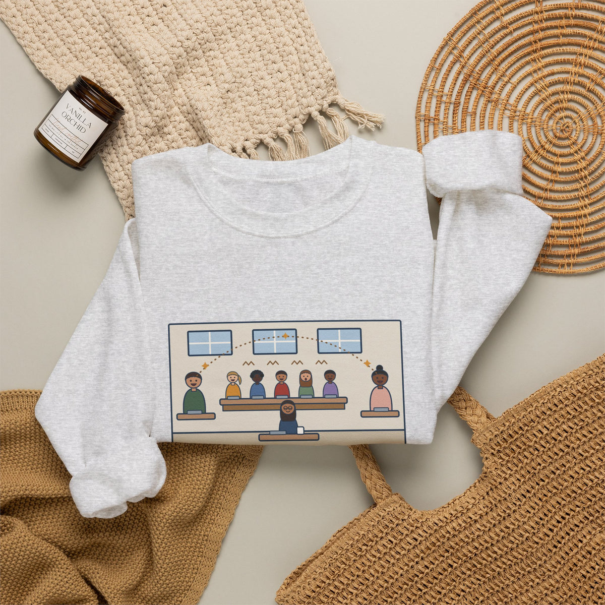 ASL Teacher Sweatshirt, The Kids Figured Out They Can Talk Across the Cafeteria Now, Funny Lunchroom Crewneck