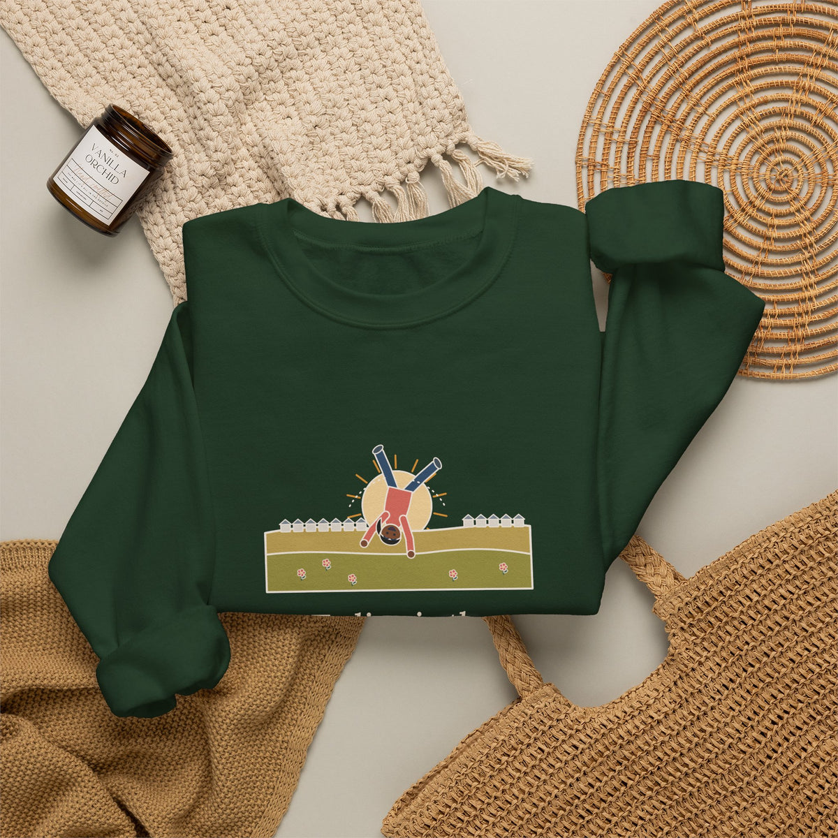 To Live Is the Rarest Thing in the World Sweatshirt, Literary Oscar Wilde Quote Crewneck with Cartwheel Meadow