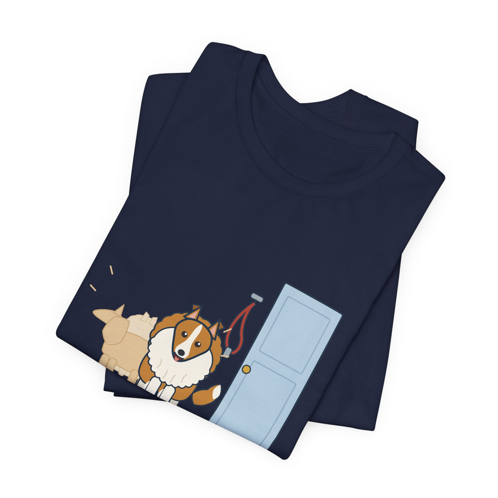 Sheltie T-Shirt - Spins Three Times Before Every Walk Shetland Sheepdog Tee