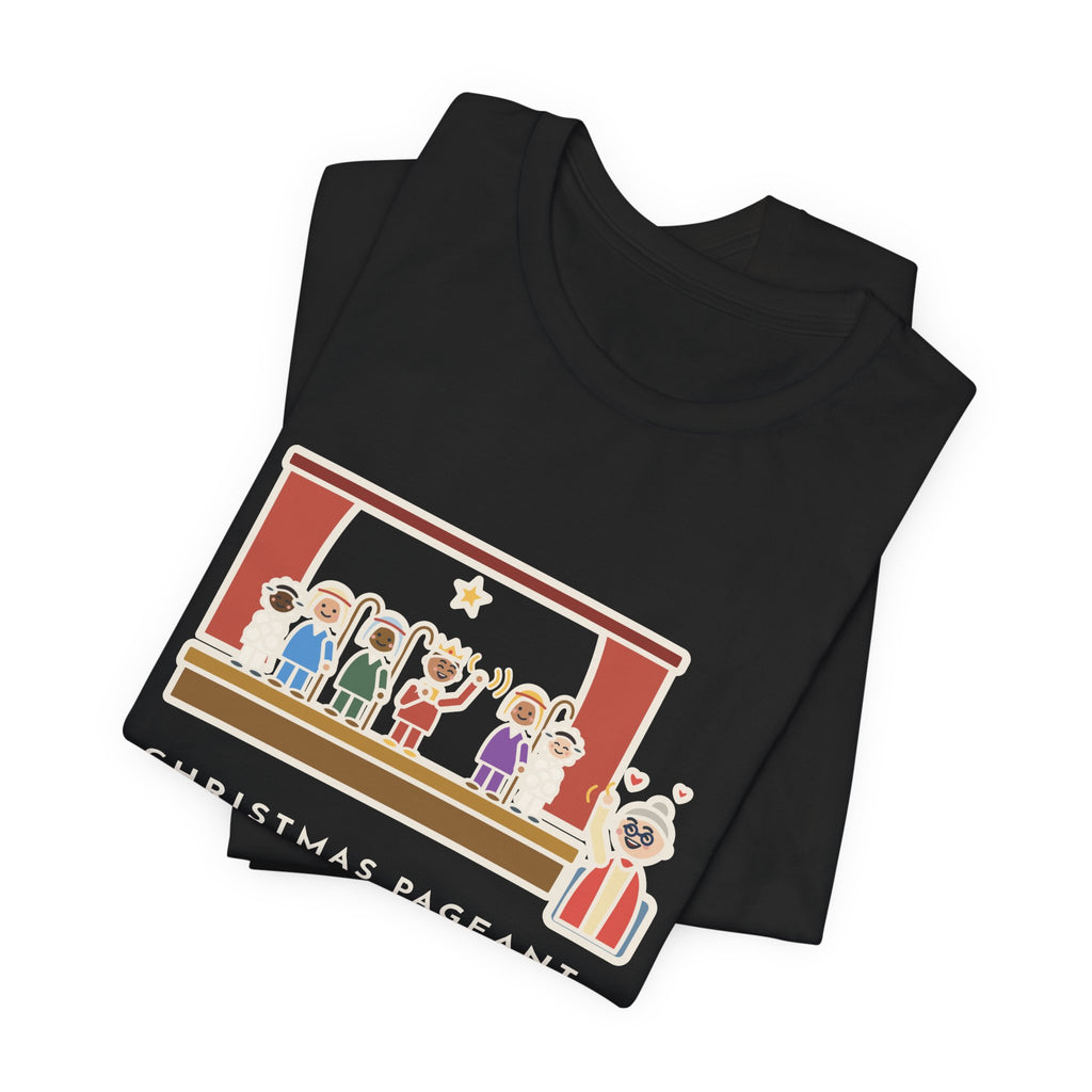 Funny Christmas Pageant T-Shirt, Three Shepherds, Two Sheep, One Wise Man Who Waved at Grandma the Whole Time, Pageant Stage Tee