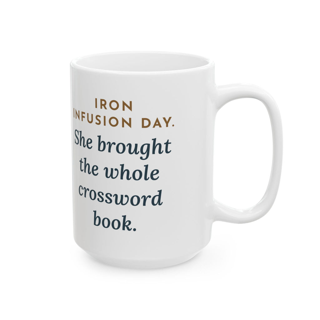 Large 15oz Hematology Clinic Nurse Mug - Crossword Book on Infusion Day Nurse Gift