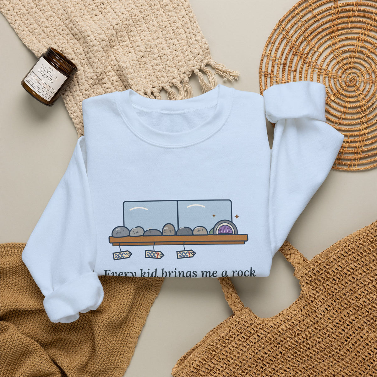 Earth Science Teacher Crewneck Sweatshirt - Every Kid Brings Me a Rock From Their Driveway