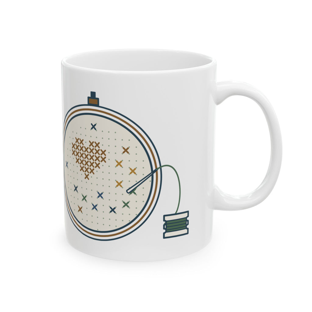 Cross-Stitch Coffee Mug - Confetti Stitches Build Character Stitcher Gift