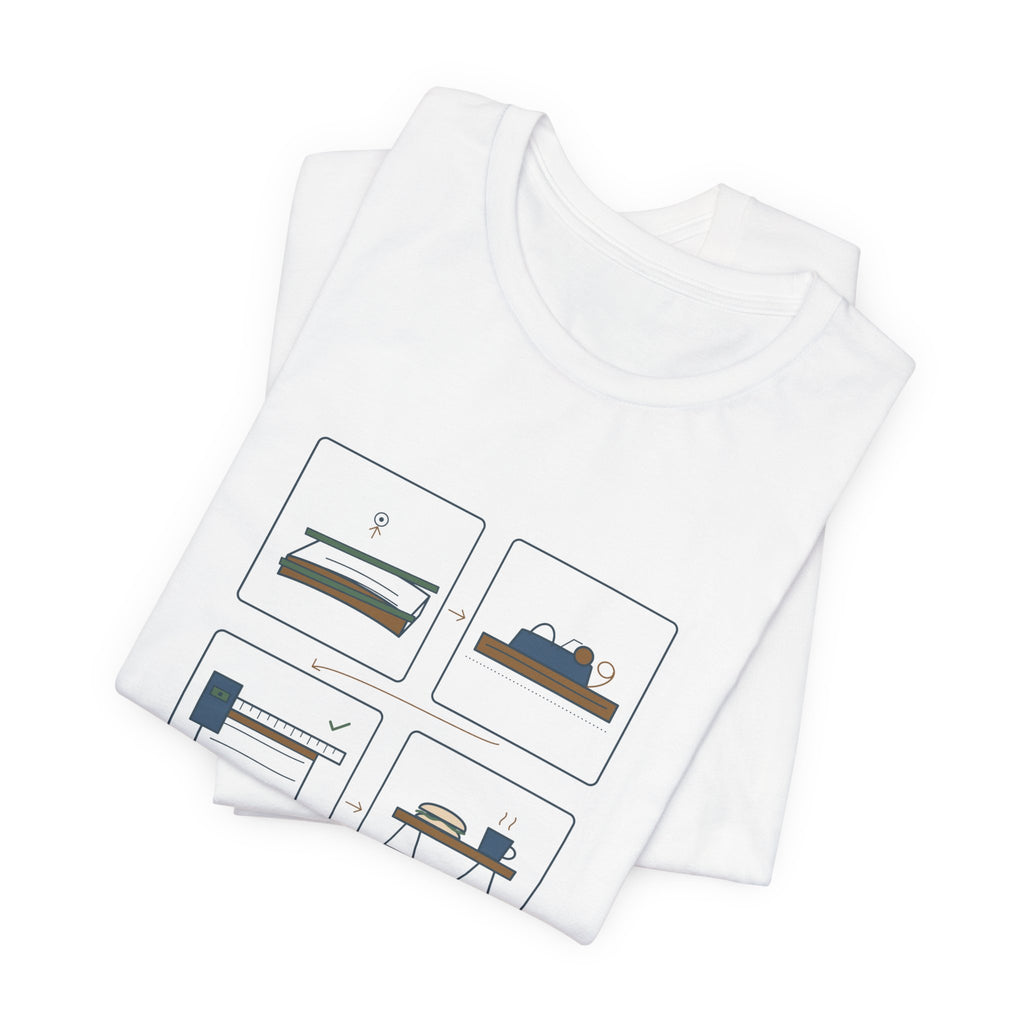 Woodworking T-Shirt - Flat, Straight, Square. Then Lunch. Woodworker Tee