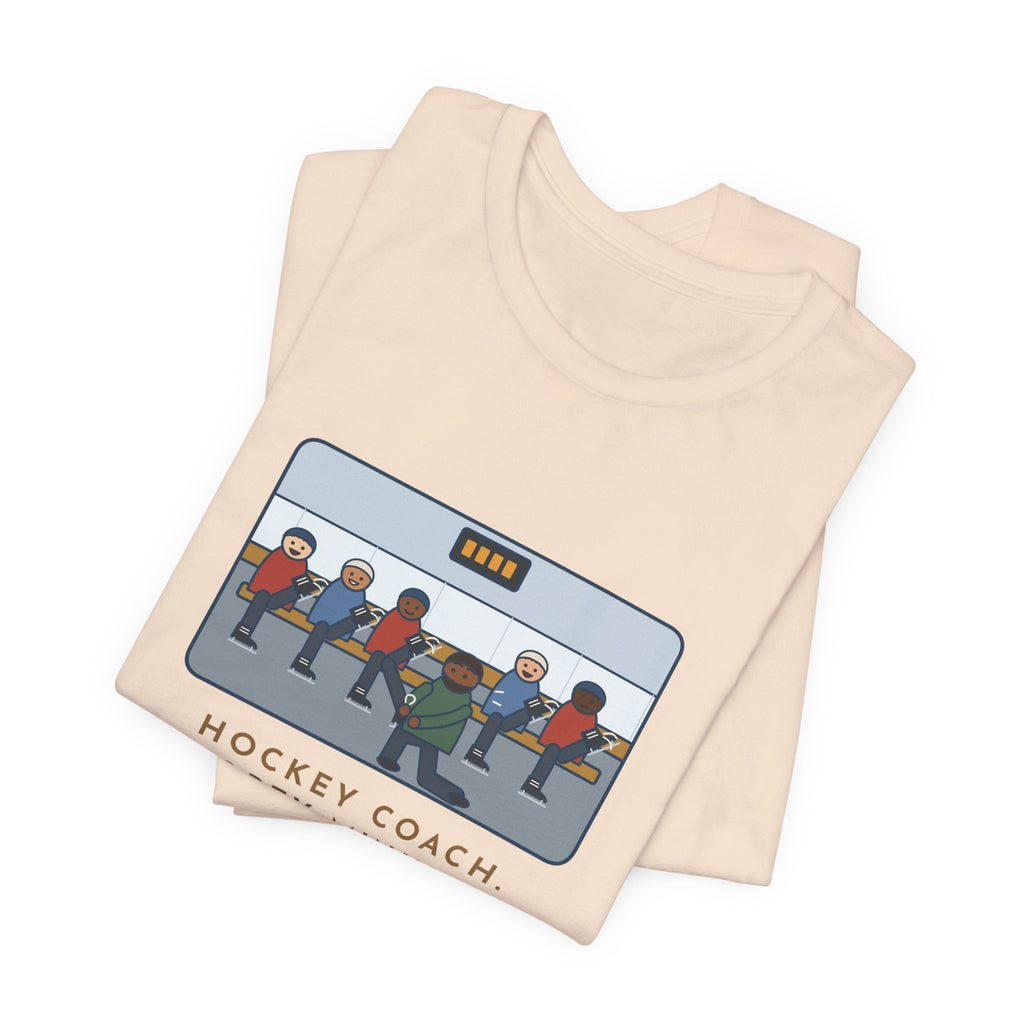 Funny Hockey Coach T-Shirt, Forty Minutes on the Rink, Thirty-Five of Them Tying Skates, Rink Bench Tee