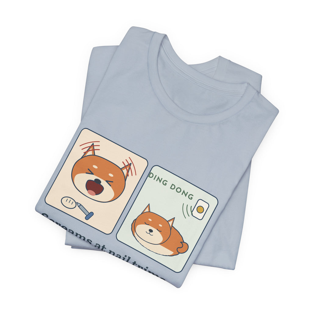 Shiba Inu T-Shirt - Screams at Nail Trims. Ignores the Doorbell. Funny Shiba Tee