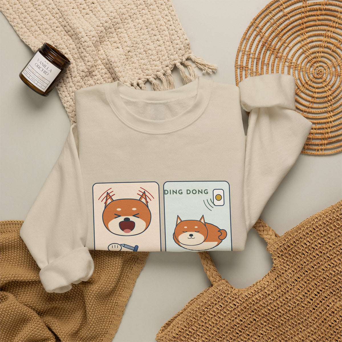 Shiba Inu Crewneck Sweatshirt - Screams at Nail Trims. Ignores the Doorbell.