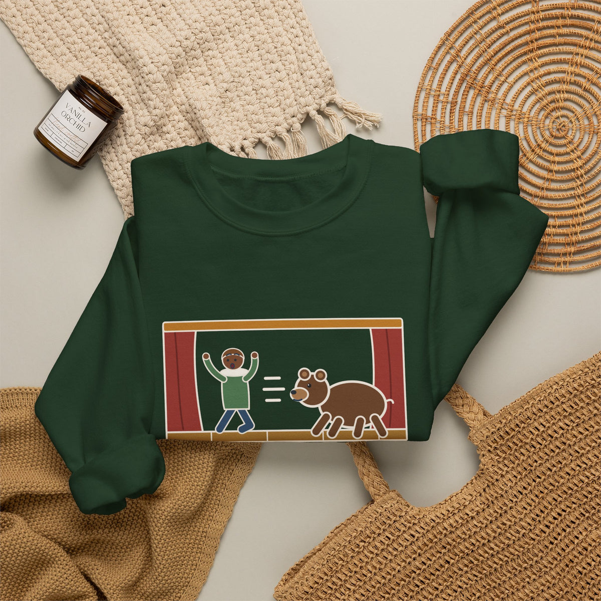 Exit, Pursued by a Bear Sweatshirt, Theatre Shakespeare Quote Crewneck with Stage Chase
