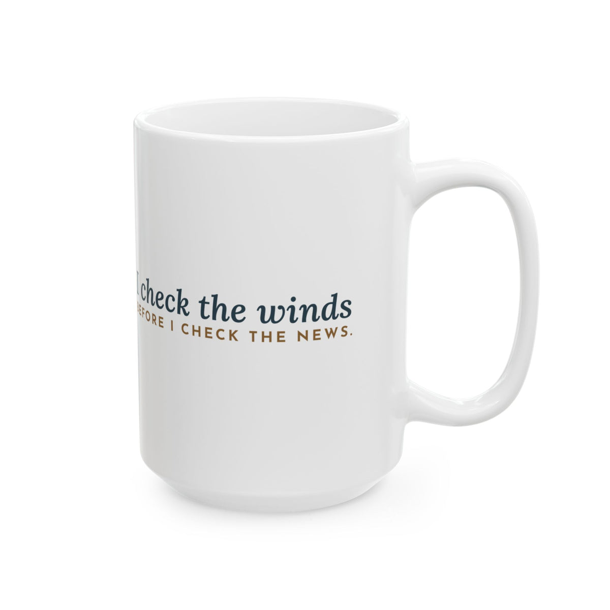 Large 15oz General Aviation Pilot Mug - I Check the Winds Before I Check the News