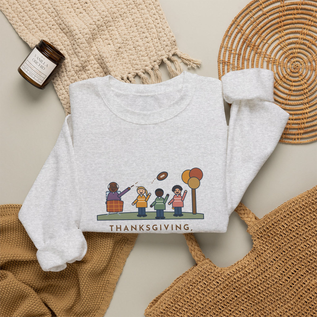 Thanksgiving Sweatshirt, Touch Football in the Yard, Grandpa Called Every Play from a Lawn Chair, Funny Family Yard Game Crewneck