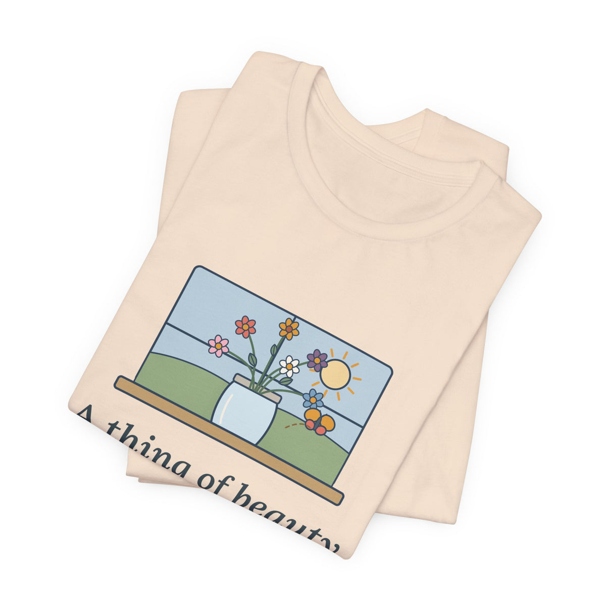 John Keats Quote T-Shirt, A Thing of Beauty Is a Joy Forever, Nature Wildflower Jar Tee
