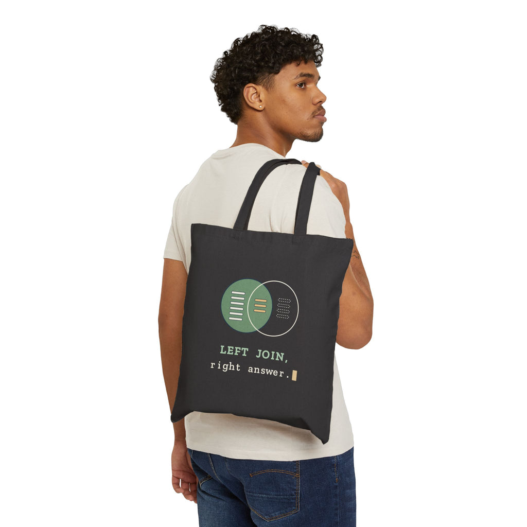 Data Analyst Tote Bag - LEFT JOIN, Right Answer. SQL Humor Laptop and Lunch Tote
