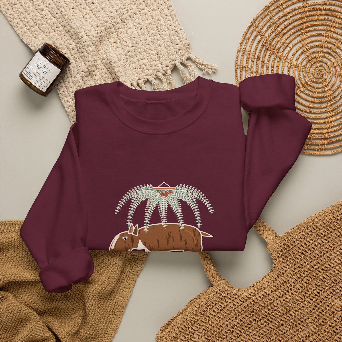 Bull Terrier Crewneck Sweatshirt - Trancing Under the Ferns Slow Motion Dog Lover Gift