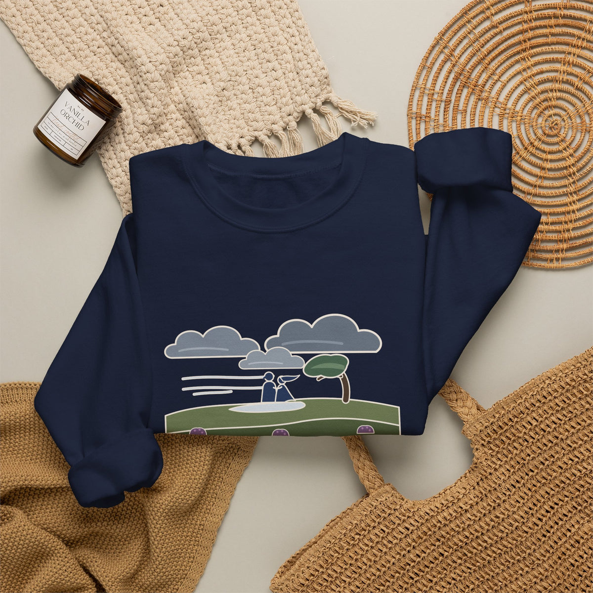 He's More Myself Than I Am Sweatshirt, Love Emily Brontë Quote Crewneck with Stormy Moor