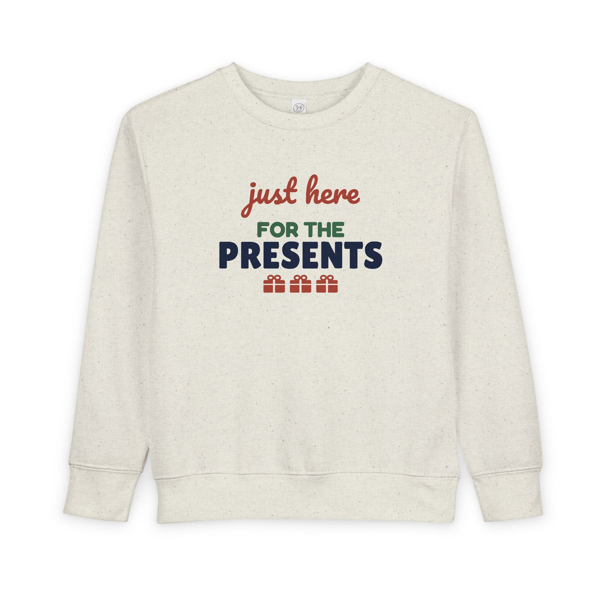 Just Here for the Presents Toddler Sweatshirt, Kids Christmas Crewneck