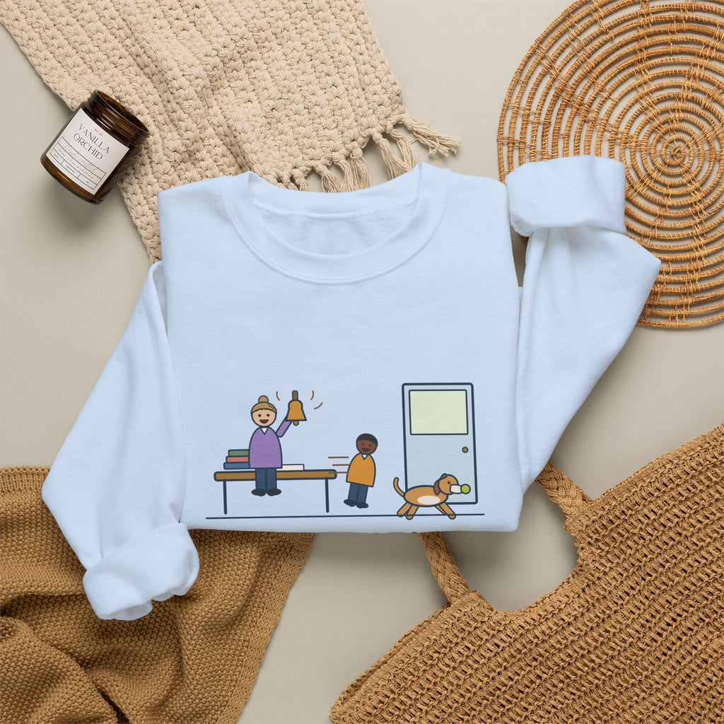 Homeschool Crewneck Sweatshirt - Recess Bell for One Kid and the Dog