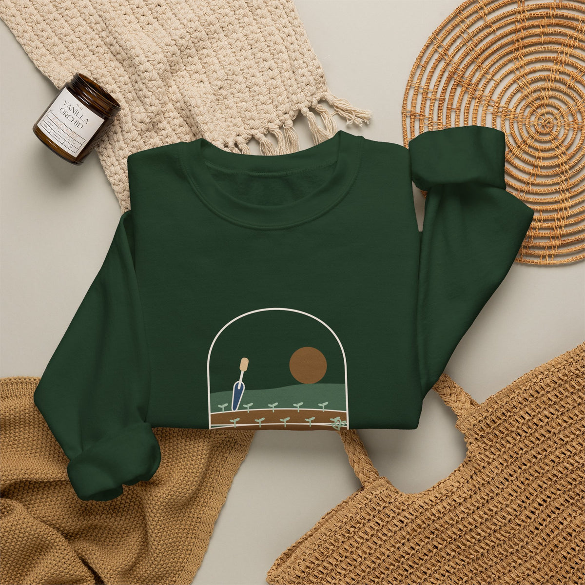 Gardening Crewneck Sweatshirt for Gardeners - Here for the Dirt and the Quiet