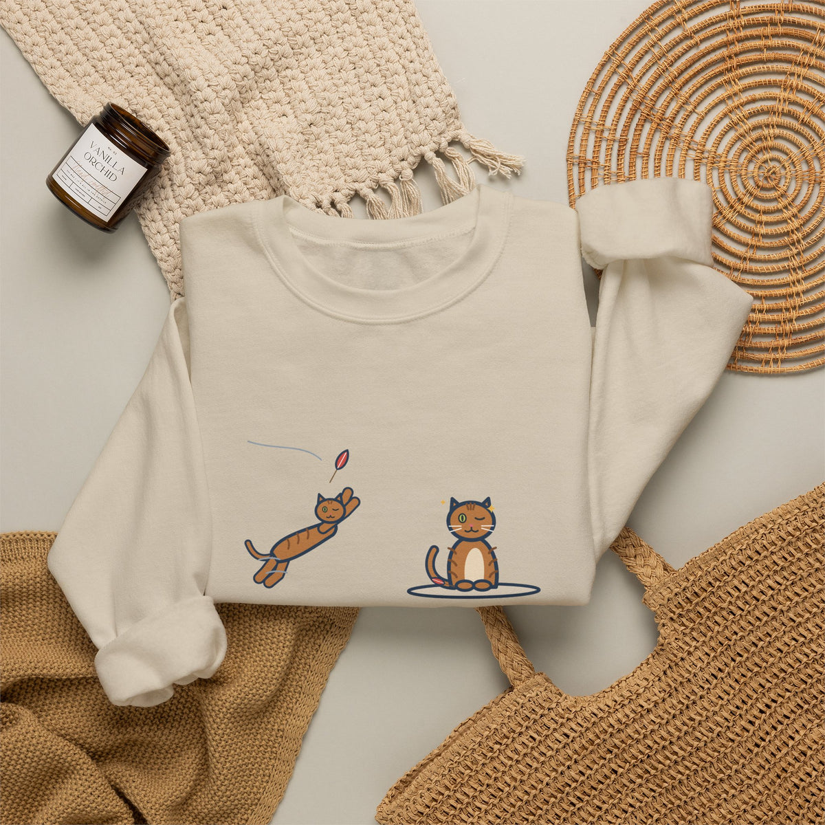 One-Eyed Cat Sweatshirt, Catches Every Toy I Throw and Winks Like It Was Easy, Funny Leap and Wink Crewneck
