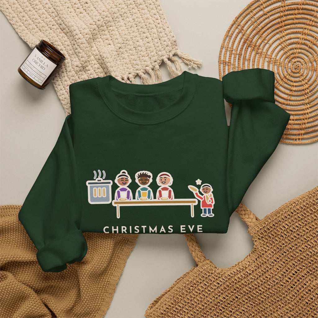 Christmas Eve Tamalada Sweatshirt, Twelve Aunts, Two Hundred Tamales, One Kid on Corn-Husk Duty, Funny Family Kitchen Crewneck