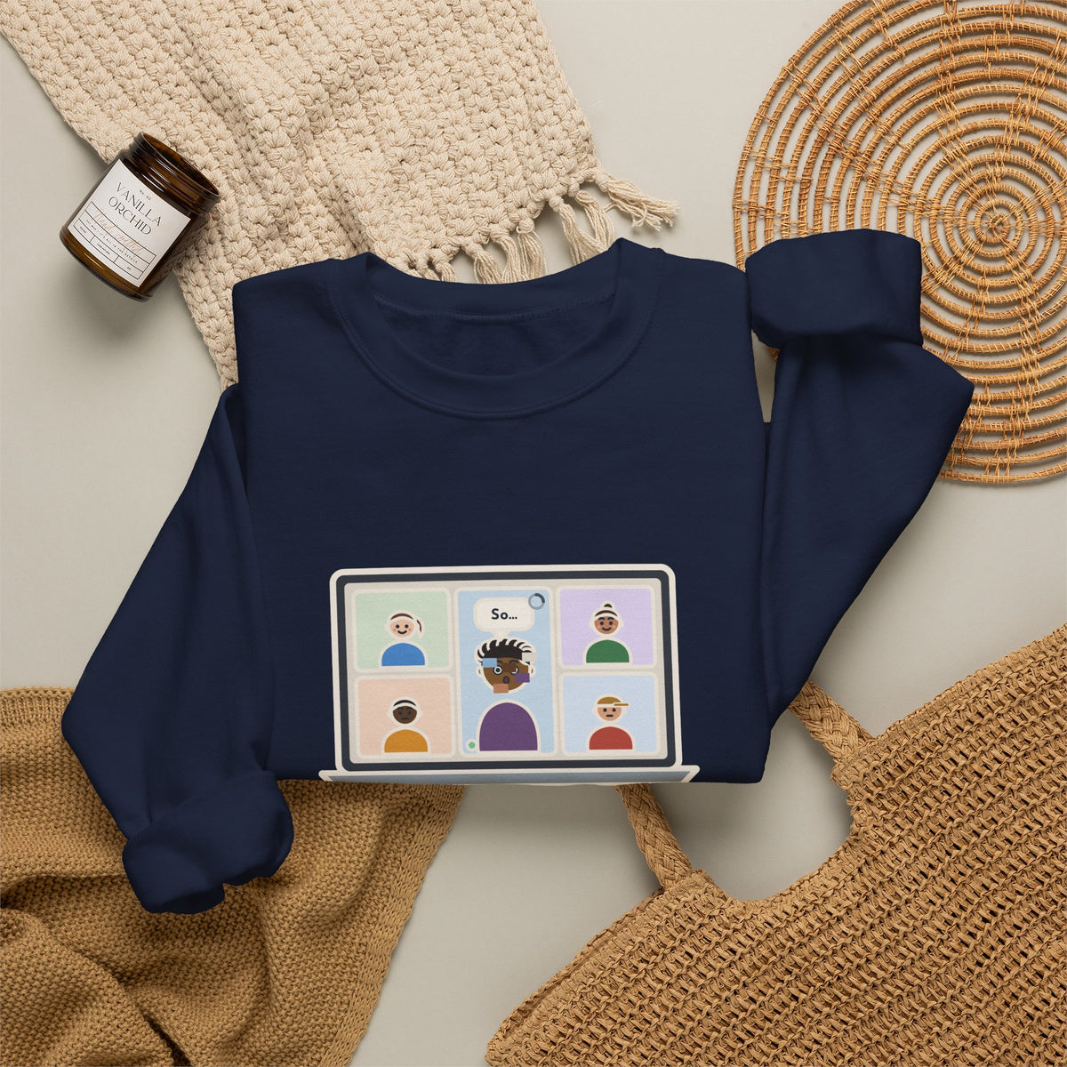 Video Call Sweatshirt, Unmuted for My Big Update, The Internet Froze on So, Funny Frozen Tile Crewneck