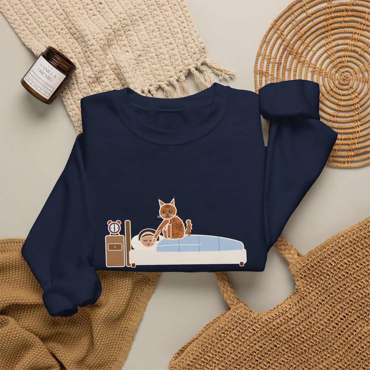LaPerm Cat Crewneck Sweatshirt - Pats My Cheek With One Paw at Six A.M. Cat Owner Gift