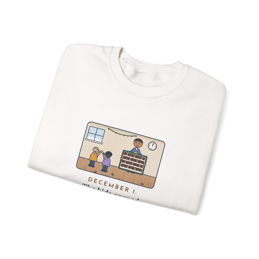 Countdown Calendar Sweatshirt, December 1, the Kids Opened All Twenty-Four Little Doors by Lunch, Funny December Kitchen Crewneck