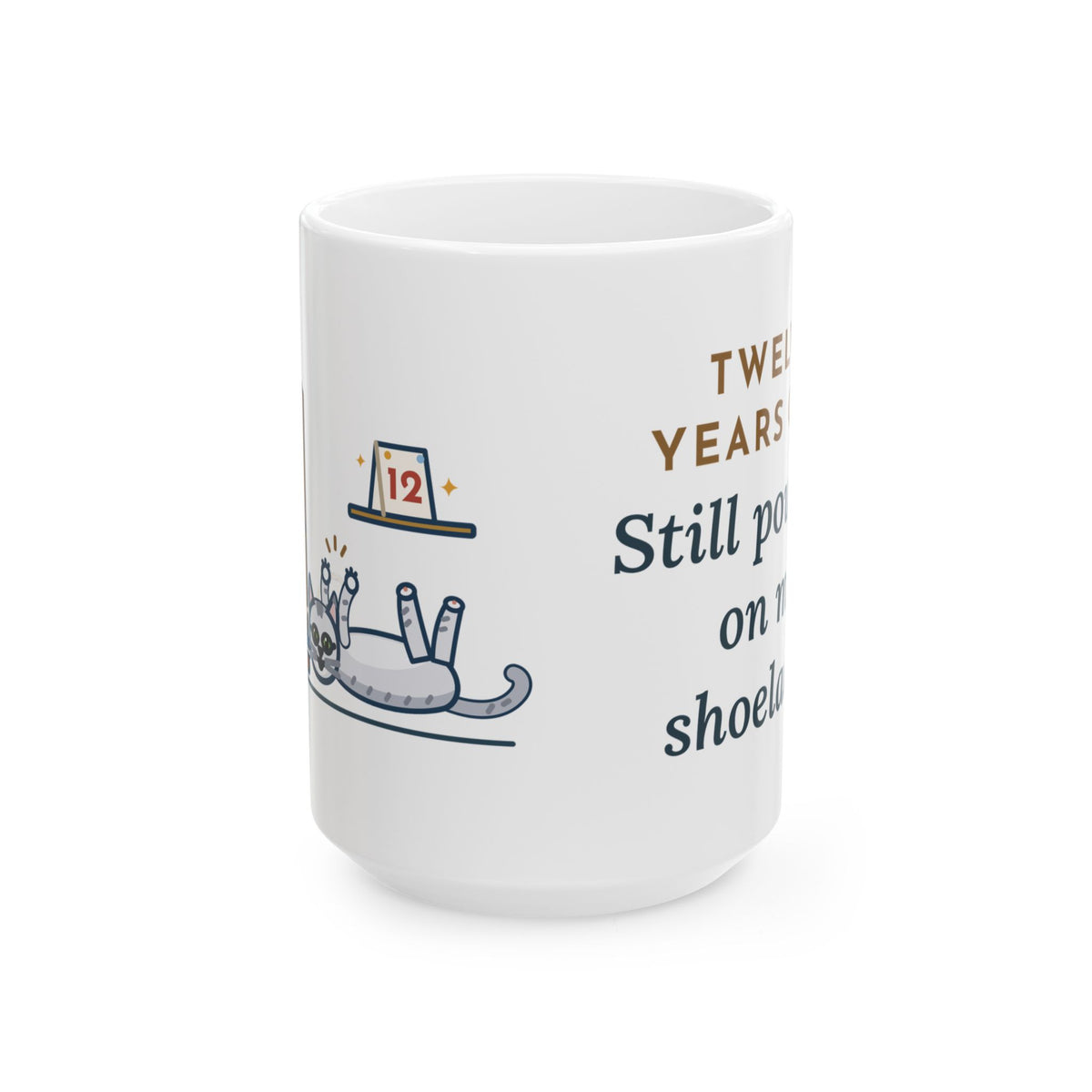 Large 15oz Burmilla Mug - Twelve and Still Pouncing Silver Senior Cat Gift