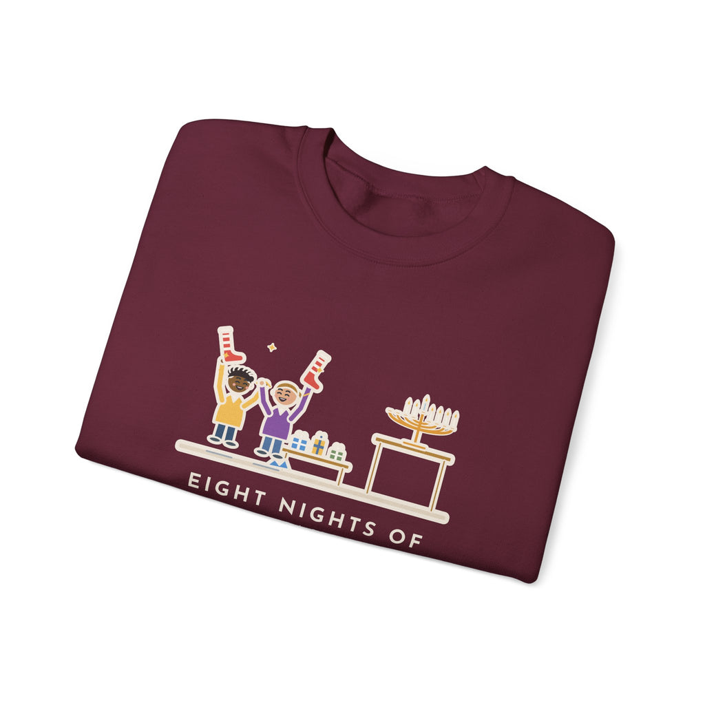 Hanukkah Sweatshirt, Eight Nights of Gifts, Night Six Was Socks, the Kids Cheered Anyway, Funny Night Six Crewneck