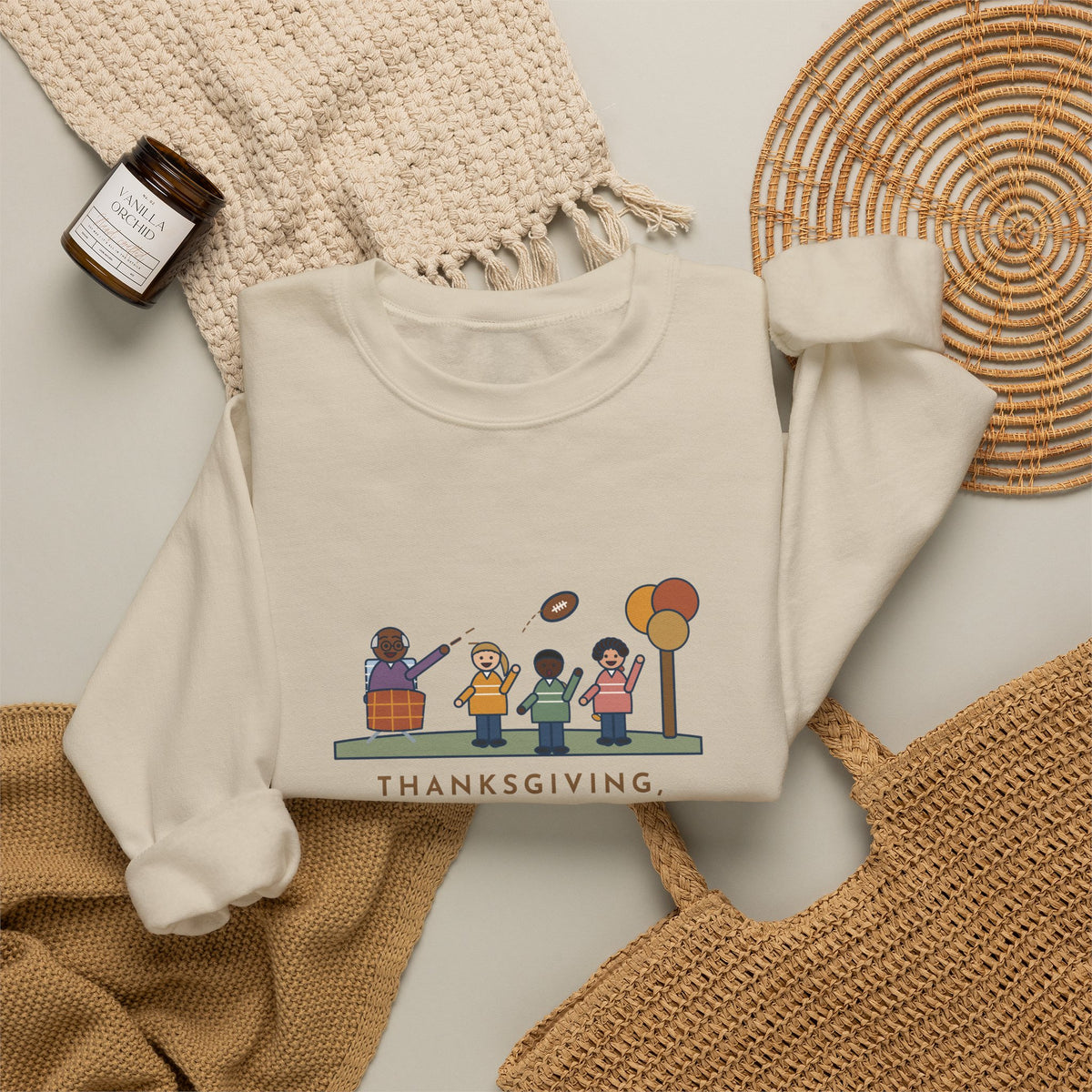 Thanksgiving Sweatshirt, Touch Football in the Yard, Grandpa Called Every Play from a Lawn Chair, Funny Family Yard Game Crewneck