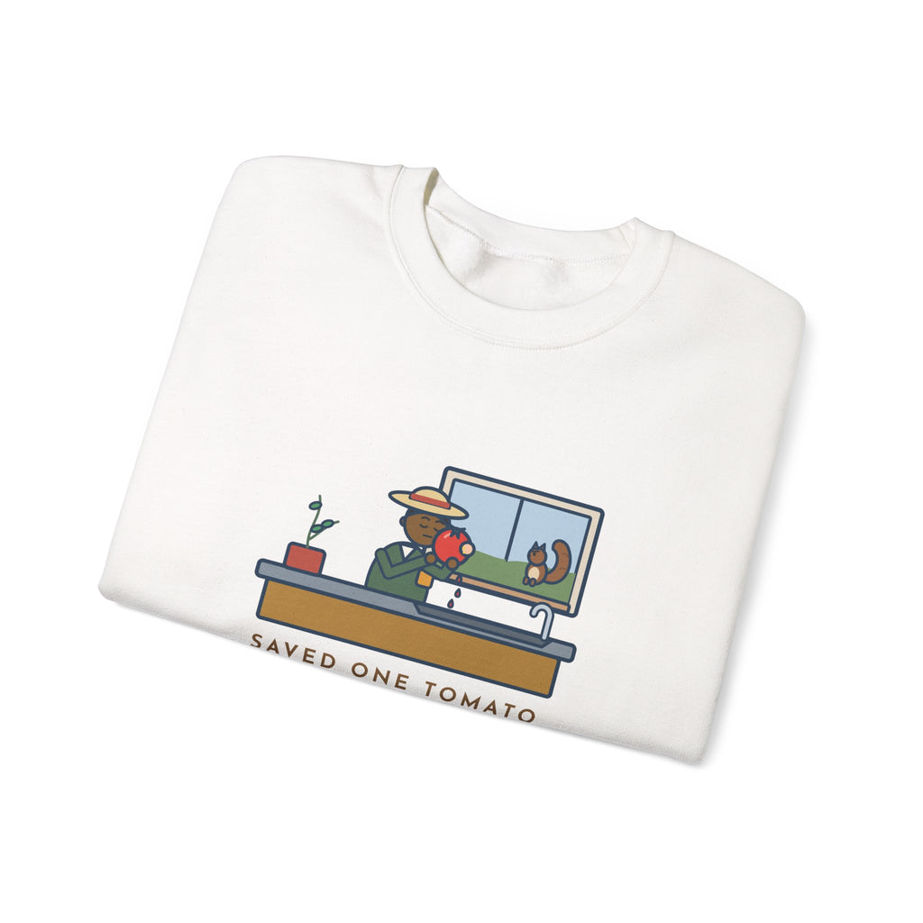 Saved One Tomato From the Squirrels Sweatshirt, Funny Gardener Crewneck with Sink Tomato
