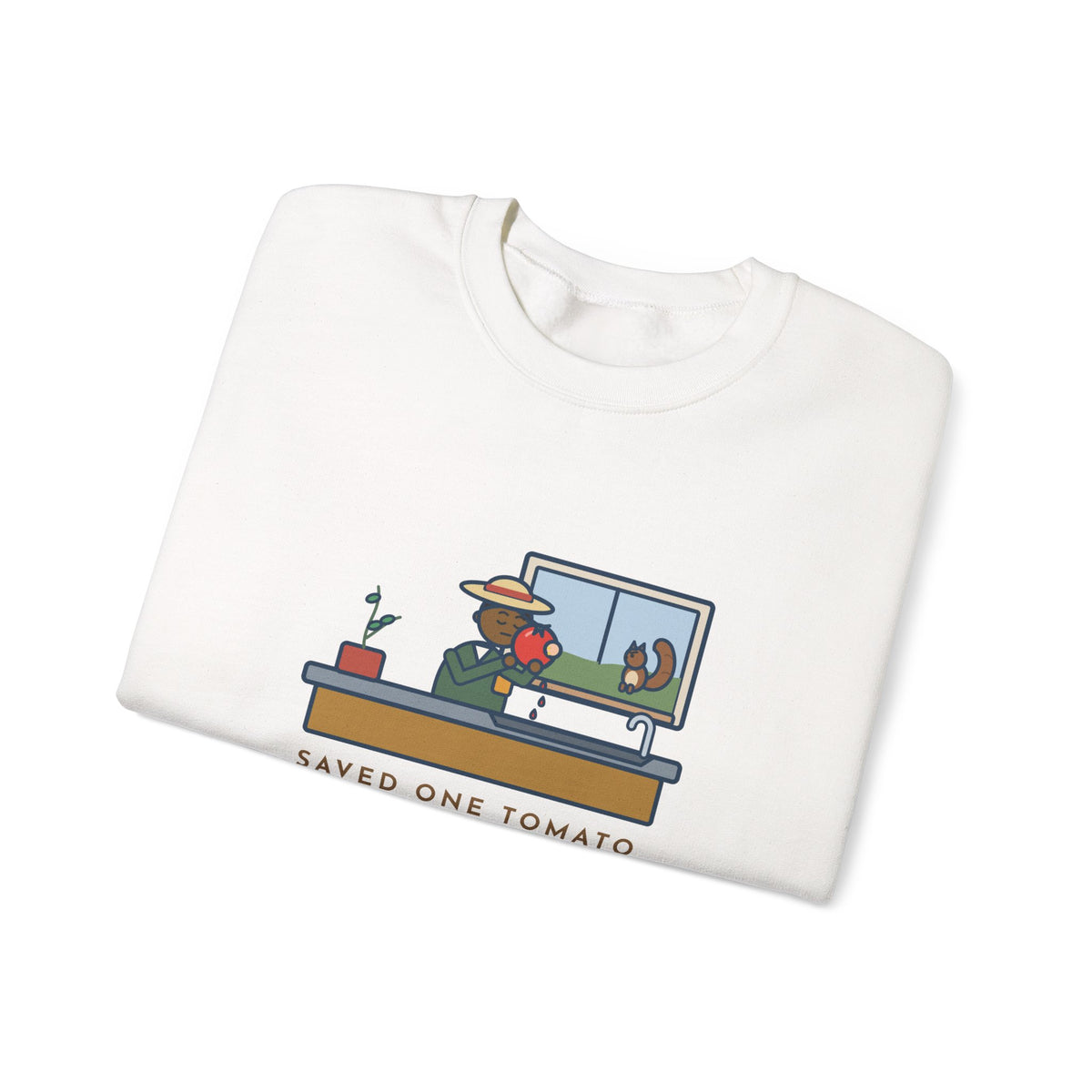 Saved One Tomato From the Squirrels Sweatshirt, Funny Gardener Crewneck with Sink Tomato