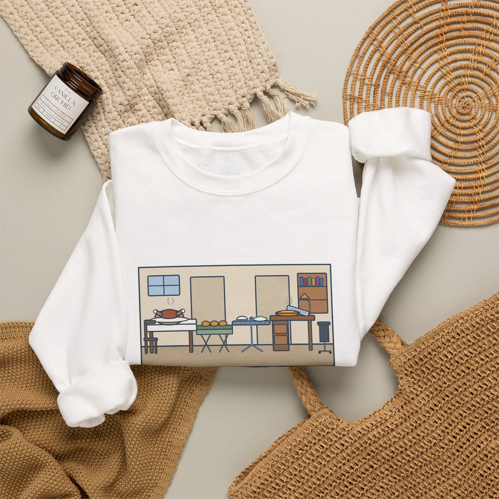 Funny Thanksgiving Sweatshirt, Four Tables and My Desk, Big Family Host Crewneck