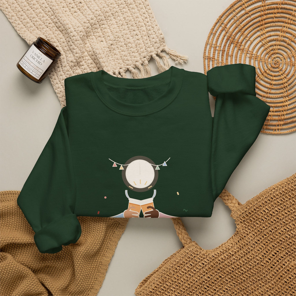 Night-Shift Nurse Crewneck Sweatshirt - New Year's Toast: Apple Juice, Nurses' Station