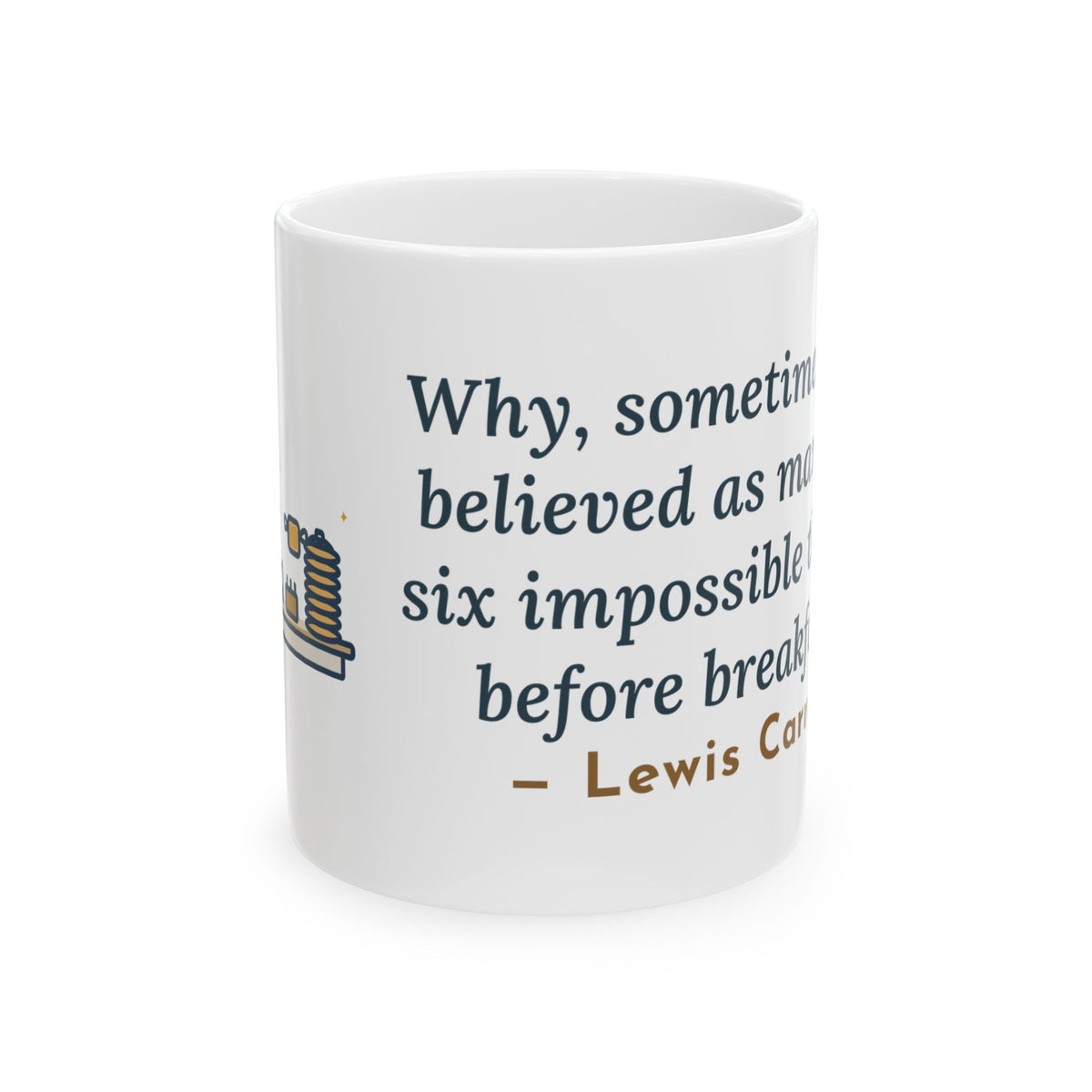 Lewis Carroll Literary Quote Mug, Six Impossible Things Before Breakfast, Whimsical Floating Breakfast Coffee Mug 11oz