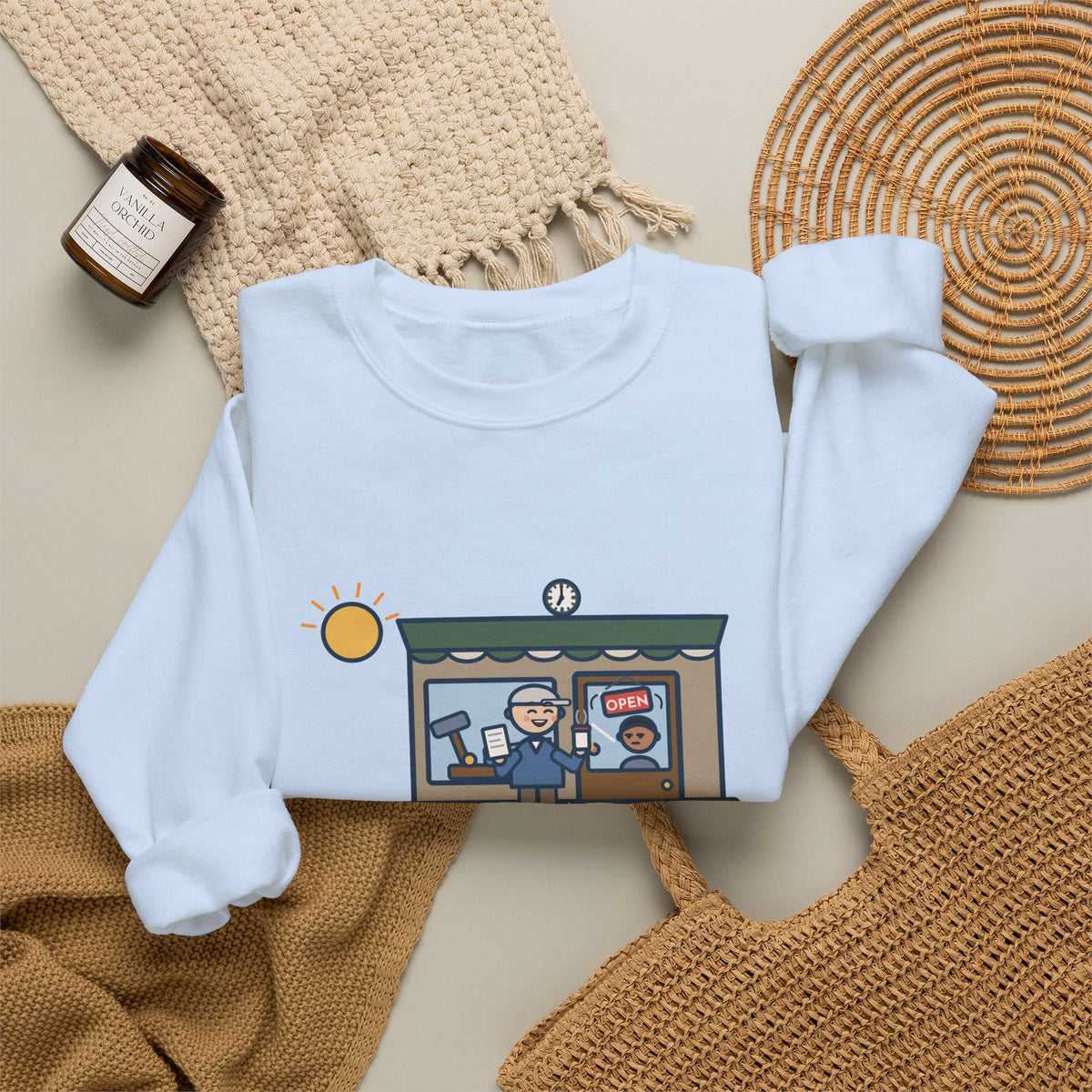 Retired, Still Up at 5:30 Sweatshirt, Funny Retired Crewneck with Hardware Store Dawn