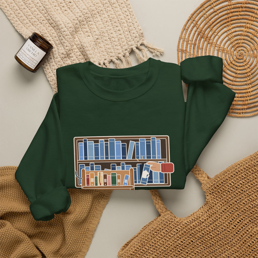 School Librarian Crewneck Sweatshirt - A Blue Book About a Dog. I'm On It.