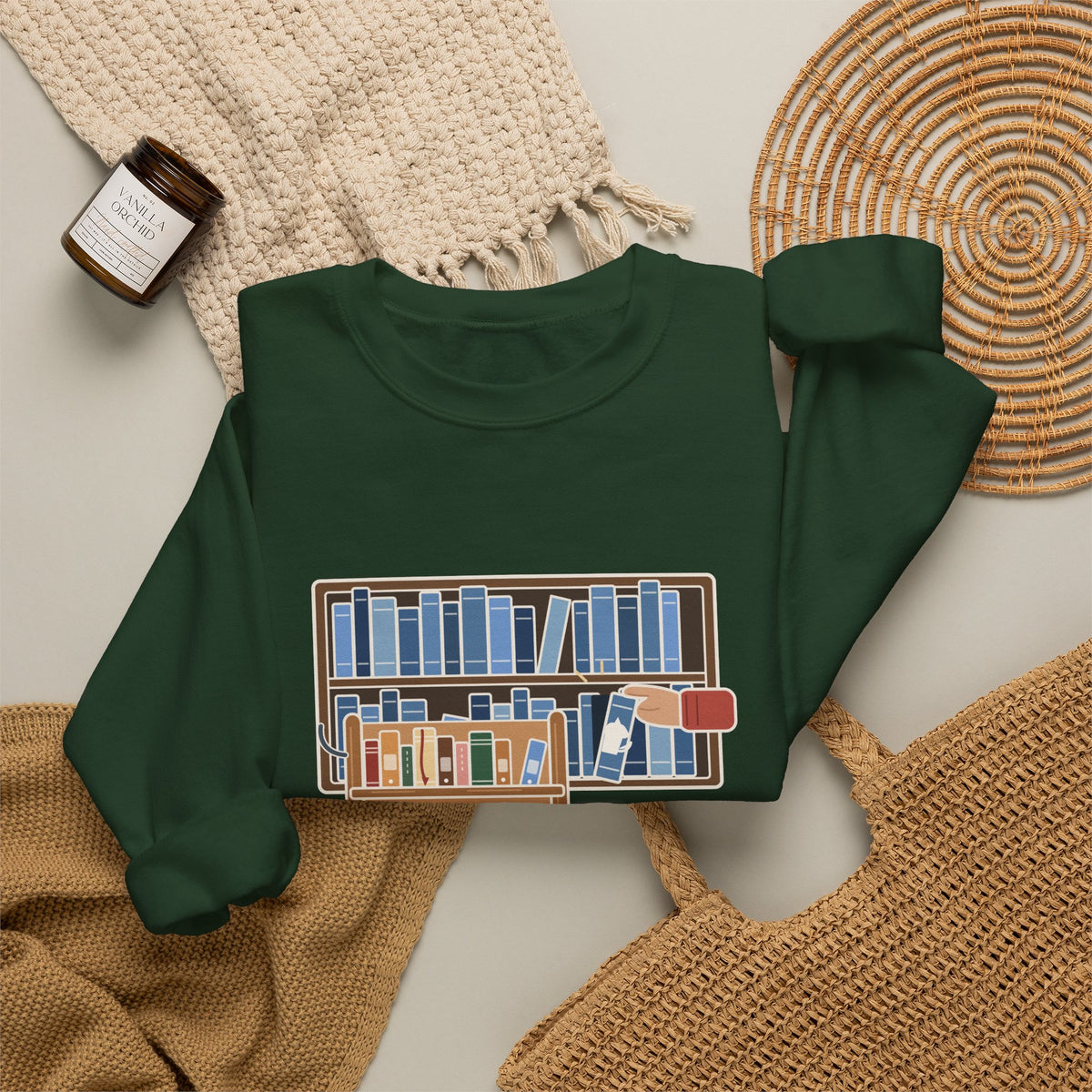 School Librarian Crewneck Sweatshirt - A Blue Book About a Dog. I'm On It.