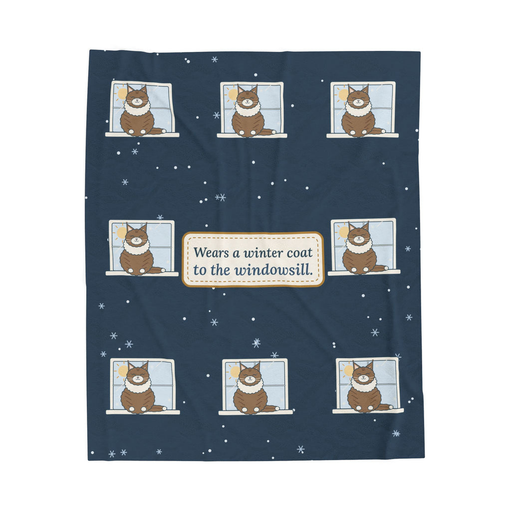 Norwegian Forest Cat Blanket - Wears a Winter Coat to the Windowsill Velveteen Plush Throw