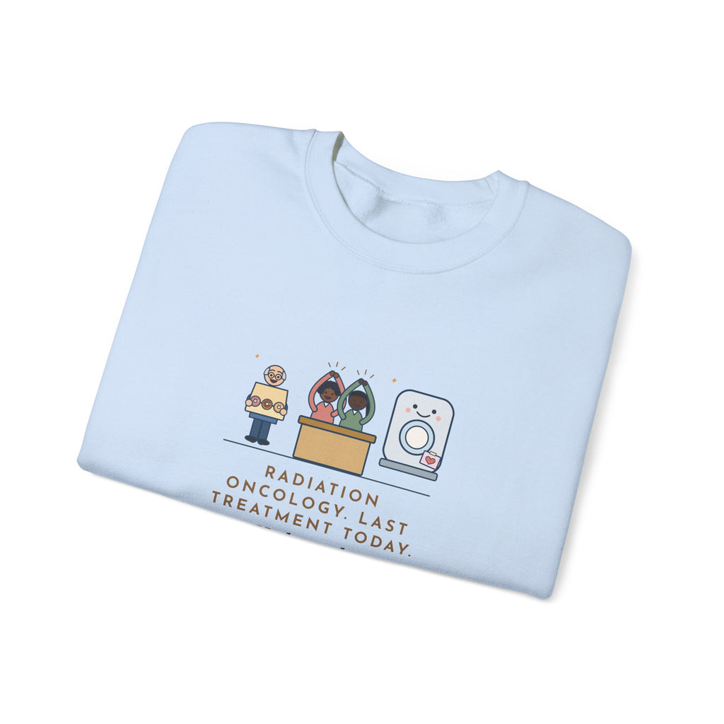 Radiation Oncology Nurse Sweatshirt, Last Day, He Brought Donuts for the Department and a Card for the Machine