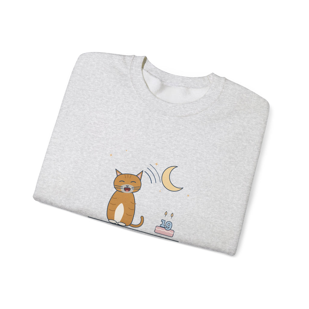 Senior Cat Crewneck Sweatshirt - Nineteen Years Old. Yells at 3 a.m. Earned It.