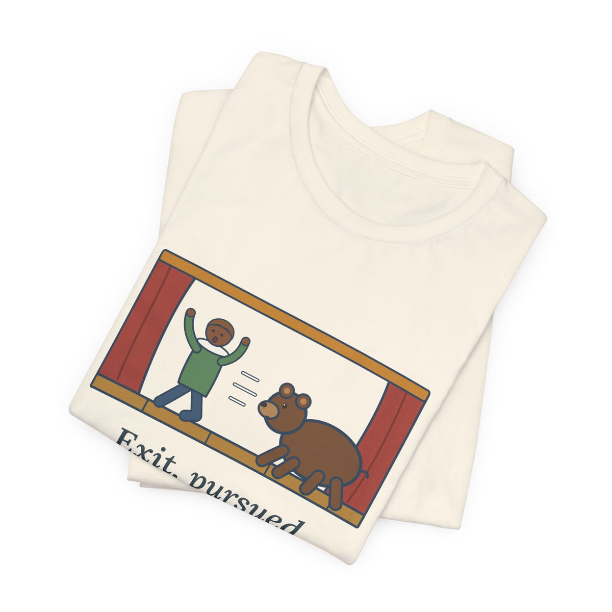Shakespeare Quote T-Shirt, Exit, Pursued by a Bear, Theatre Stage Chase Tee